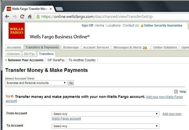 wire money from wells fargo to another bank